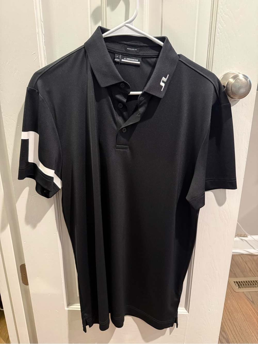 J.Lindeberg Black Polo with White Sleeve Accent